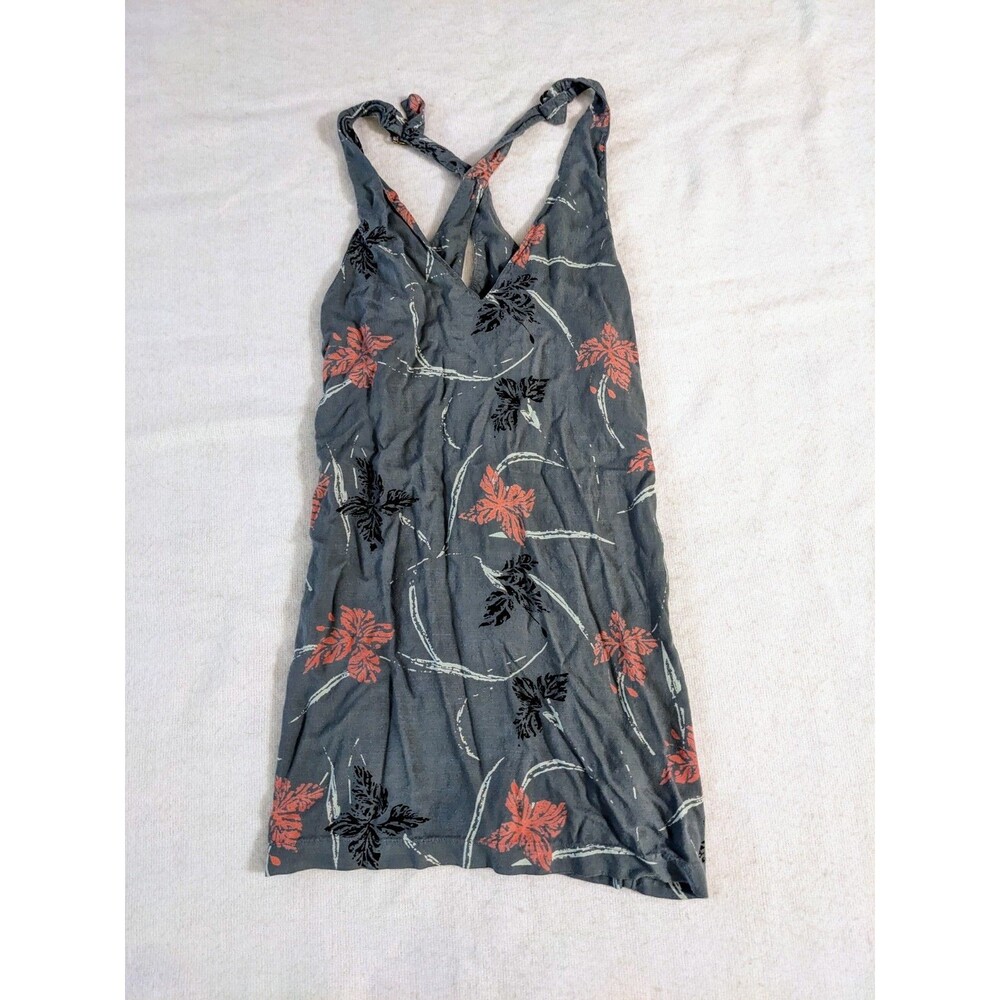 RVCA Adjustable Cross Back Beach Dress Gray Floral Butterfly Print Size XS